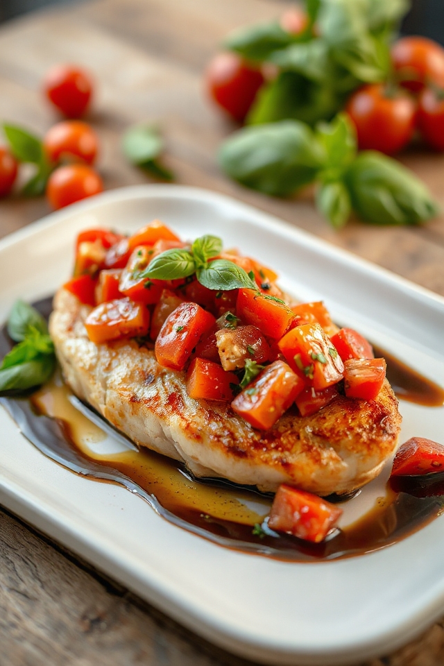 chicken topped with tomato