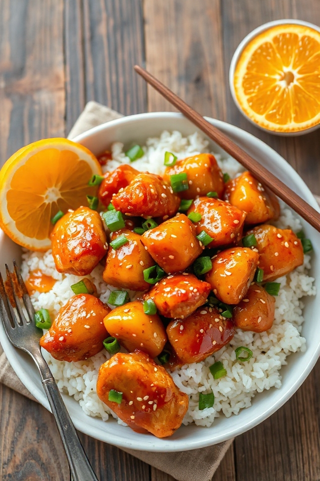 crispy orange flavored chicken dish