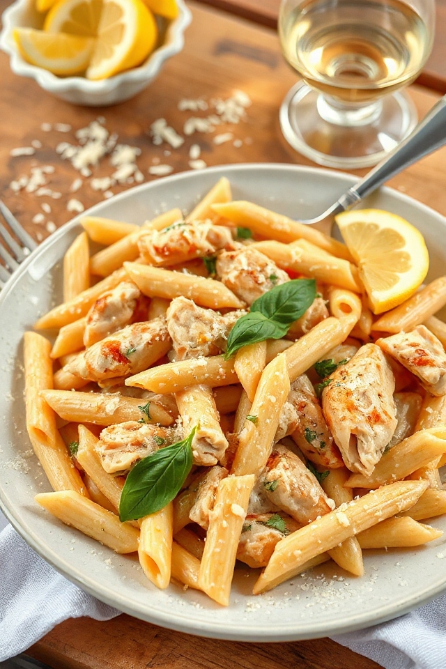 lemon chicken pasta dish
