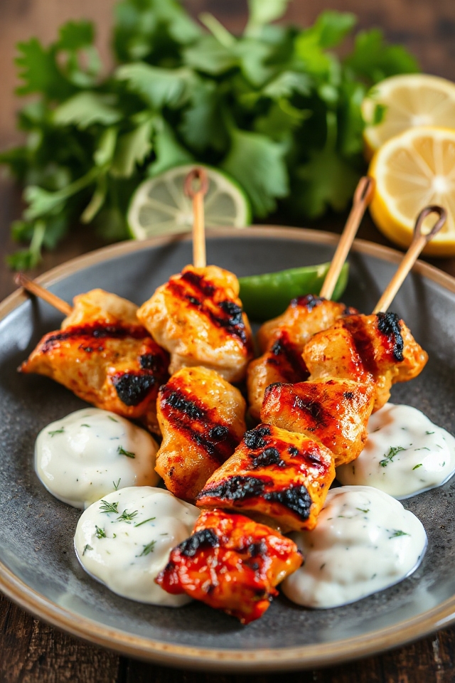 marinated grilled chicken skewers