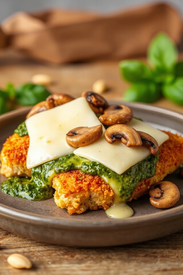 pesto chicken with provolone cheese