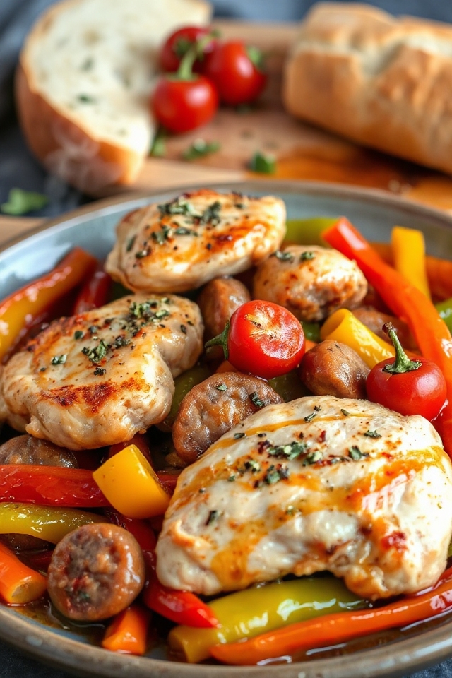 saut chicken with sausage